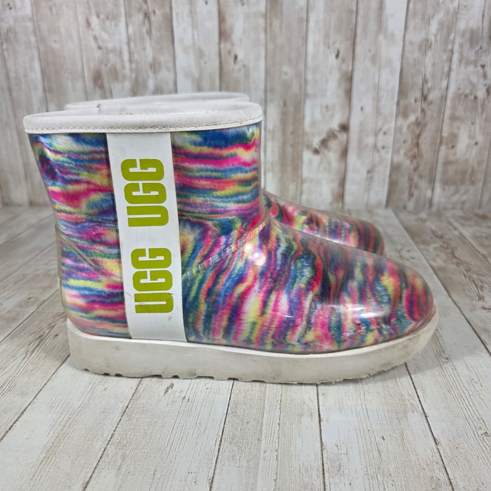 UGG Classic Clear‎ Mini Rainbow Stripe Boots Womens US 6 Colorful Boots